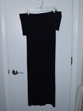 Zara Bodycon Off The Shoulder Long Black Dress Size Large